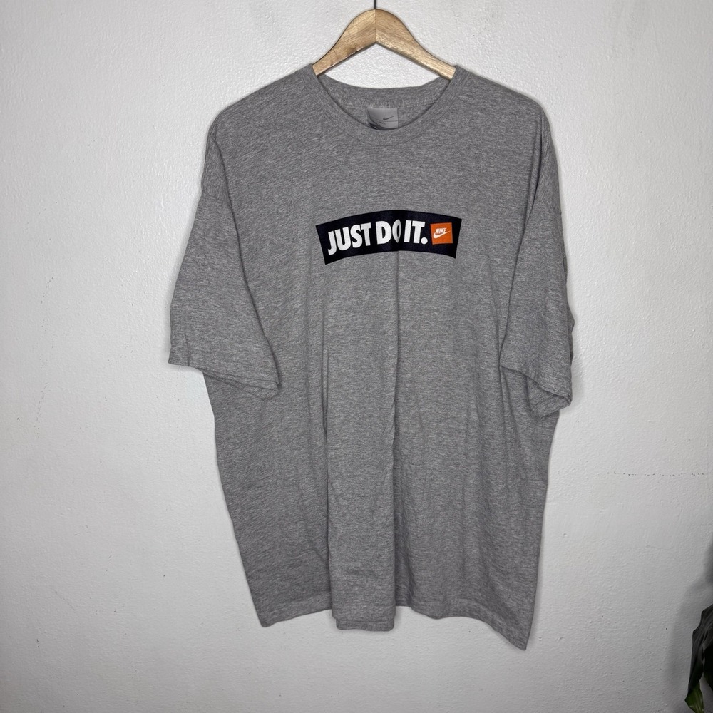 Vintage Nike Y2K Gray Tag Just Do It Tee Shirt T-Shirt Short Sleeve Men's XXL